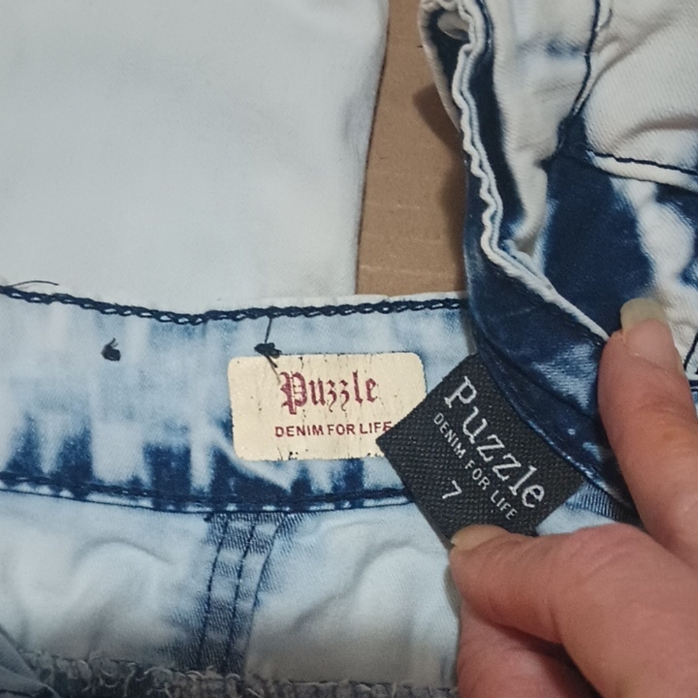 Puzzle Tie-Dye Denim Jeans - Light Blue